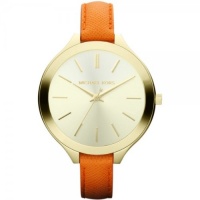 Michael Kors Slim Runway Orange Leather Strap Women's Watch - MK2275