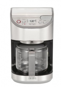 KRUPS KM611D50 Precision Programmable 12-Cup Coffee Maker with Glass Carafe, Grey and Stainless Steel