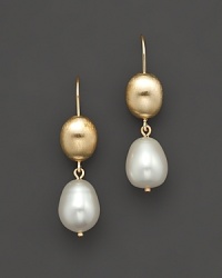 A drop of heaven. Freshwater pearl double drop earrings in 2 tones.