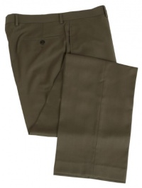 Calvin Klein Mens Flat Front Solid Light Brown Olive Dress Pants