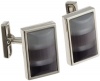 Kenneth Cole Mens Shades Of Gray Mosaic Fiber Optic Glass Rectangle Cufflinks, Gray, One Size