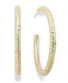 Alfani Earrings, Gold-Tone Diamond Cut Hoop Earrings