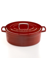 Your go-to for getting it done right in the kitchen, this versatile dish is perfect for baking casseroles, browning meats and much, much more. The heavy-duty construction distributes heat evenly, locking moisture in to slow-cooked stews and braised roasts. From prep to presentation, this attractive enameled cast iron pot goes with ease, featuring generously sized handles for a secure, confident grip. Lifetime warranty.