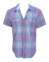 INC International Concepts Mens Multi Plaid Button Front SS Shirt