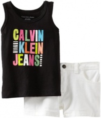 Calvin Klein Girls 2-6x Top With White Denim Shorts