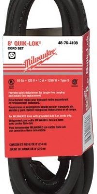 Milwaukee 48-76-4108 Quik-Lok 8-Feet 3-Wire Grounded Cord with Twist Lock Plug