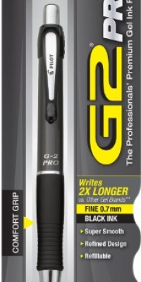 Pilot G2 Pro Retractable Gel Ink Roller Ball Pen, Fine Point, Gray Barrel, Black Ink (31147)