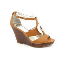 Alfani Andria Open Toe Wedge Sandals Shoes Brown Womens