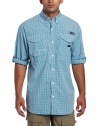 Columbia Men's Super Bonehead Classic Long Sleeve Shirt, Ocean/Gingham, Large