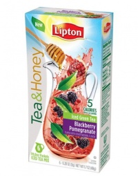 Lipton Iced Green Tea Mix Pitcher Packets, Tea and Honey, Blackberry Pomegranate, 6Count (Pack of 12)