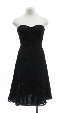 Ralph Lauren Black Metallic Lace Strapless Flared Skirt Cocktail Dress 12