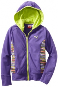 Puma - Kids Girls 7-16 Zip Up Printed Hoodie, Purple, X-Large