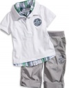 GUESS Kids Boys Baby T-Shirt and Convertible Pants (12 -, WHITE (12M)