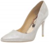 Badgley Mischka Women's Vision Peep-Toe Pump,Platinum Metallic,5.5 M US