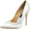 Badgley Mischka Women's Balance Pump,White Satin,9.5 M US