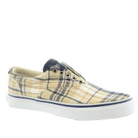 Sperry Mens Boat Shoes Striper Khaki Canvas Slip On