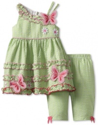 Bonnie Baby Girls Infant Butterfly Seersucker Pant Set, Green, 24 Months