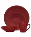 Stoneware in rich garnet offers contemporary style with a combination of smooth, lined and textured surfaces. Sleek, simple and easy to dress up or down, the Red Pepper 4-piece place settings are a smart, enticing choice for every meal.