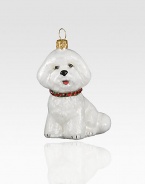 A celebration of Poland's time-honored glassmaking tradition, this charming glass pup sculpture, complete with a jeweled collar, is lovingly crafted by skilled artisans. Handpainted glass Each ornament takes 7-10 days to complete Arrives in gift box ideal for giving or storing 1½W X 3H X 2½D Handmade in Poland 