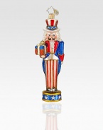 Handcrafted of fine European glass, this Uncle Sam-inspired nutcracker will decorate your tree with dash of patriotism. Hand-blownHand-painted5½ tallMade in Poland