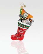 A golfer's dream, this handcrafted stocking of European glass is stuffed with golfing goods and lots of joy. Hand-blownHand-painted5½ tallMade in Poland