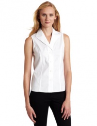 Jones New York Women's Petite Sleeveless Easy Care Shirt, White, 8P