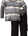 Splendid Littles Baby-Boys  Oatmeal Stripe Jersey Twofer Set, Pewter, 12-18