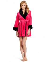 Betsey Johnson Women's Velour Robe With Faux Mink