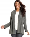 Lend a stylish layer to your look this season with Design 365's pleated plus size cardigan.