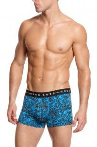 HUGO BOSS Men's Printed Speed Boxer Brief, Blue, Medium