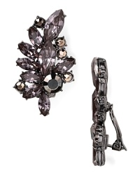 Equal parts beautiful and bewitching, this pair of earrings from Aqua flaunts wicked glamor with their cluster of darkly hued gemstones.