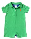 Ralph Lauren Layette Boys Big Pony Color-Block Shortall, Tiller Green, 9 M