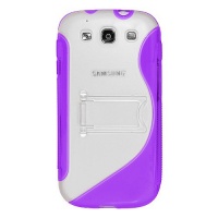 Amzer AMZ94167 Protective TPU Skin Case Cover with Kickstand for Samsung GALAXY S III GT-I9300/Samsung GALAXY S 3 I9300 - Retail Packaging - Purple