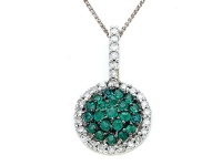 Genuine Emerald and Diamond Pendant by Effy Collection® in 14 kt White Gold