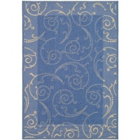 Safavieh CY2665-3103-4 Courtyard Collection 4-Feet by 5-Feet 7-Inch Indoor/ Outdoor Area Rug, Blue and Natural