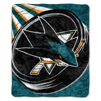 NHL San Jose Sharks 50-Inch-by-60-Inch Sherpa on Sherpa Throw Blanket Puck Design