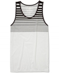 Enjoy the skyline. Take your look down to the sand this summer with this cool quarter striped tank from American Rag.