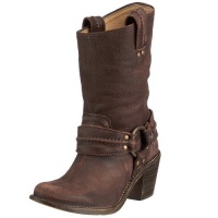 FRYE Women's Carmen Harness Short Boot,Dark Brown,9 M US