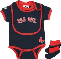 Boston Red Sox Baby Bib and Bootie Creeper Set