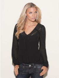 GUESS Gemma Long-Sleeve Top, JET BLACK (MEDIUM)