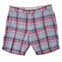 Polo Ralph Lauren Men's Slim Fit Beach Plaid Madras Short, Blue/Red, 35