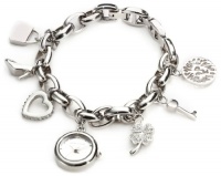 Anne Klein Women's  10-7605CHRM Swarovski Crystal Silver-Tone Charm Bracelet Watch