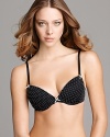 A pretty polka dot mesh bra with a plunging neckline from Betsey Johnson. Style #723311