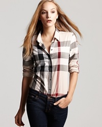 Burberry's iconic check shows off classic British cool on this classic and oh-so-timeless cotton shirt.