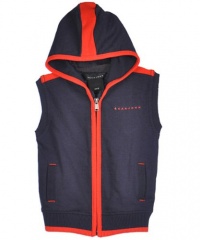 Sean John Rib Stripe Sleeveless Hoodie (Sizes 4 - 7) - navy, 7