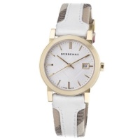 Burberry Women's BU9110 Large Check Leather Strip On Fabric Watch