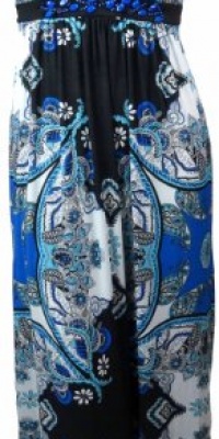 Eci New York Women's Jersey Stretch Maxi Dress 12 Blue Multi [Apparel]