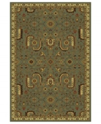 This traditionally styled rug from the St. Lawrence collection relies on timeless design to convey its stunning message. With an elaborate network of vines, blossoms and leaves woven into a sea green field, the unique rug brings classic grace and elegance into your home.