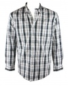 Club Room Mens Long Sleeve Woven Plaid Button Up Shirt