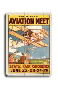 Twin City Meet Aviation Poster 30x40 Planked Wood Sign Wall Decor Art